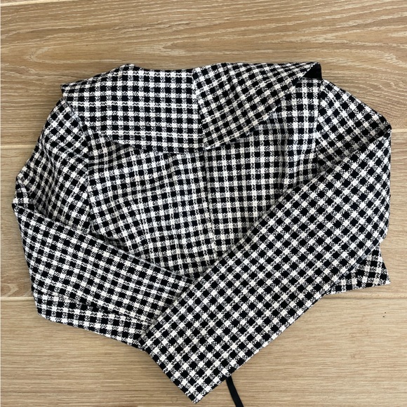 Retro Tweed Cropped Overcoat | Black & White | NWT - Picture 4 of 4